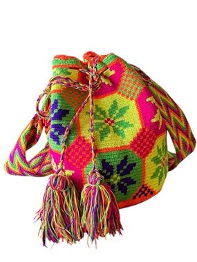 Authentic Handmade Crocheted VIBRANT COLUMBIAN MOCHILA WAYUU CROSSBODY BAG